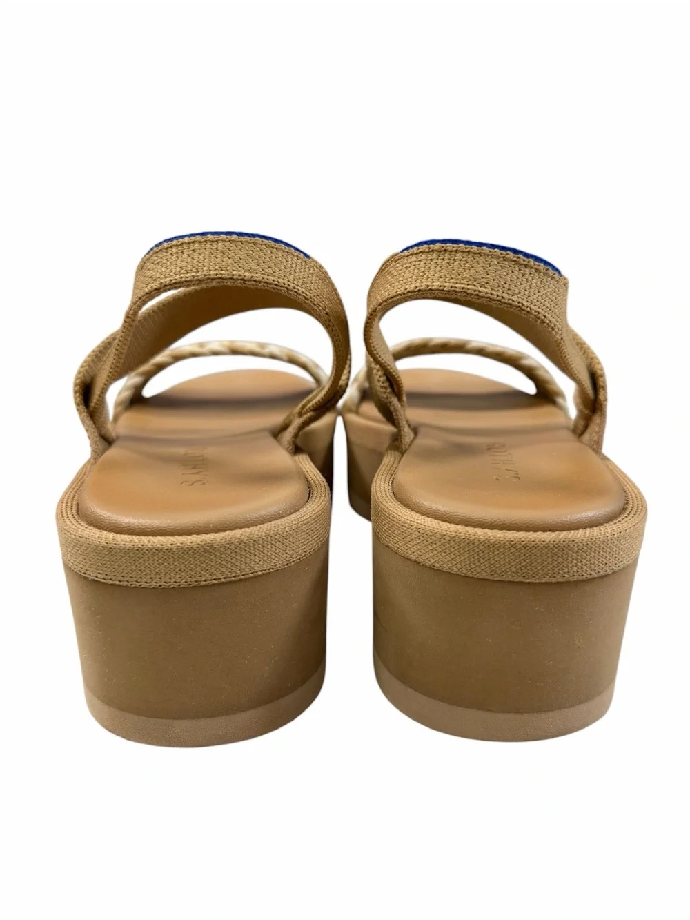 Rothy’s The Lightweight Platform Wedge Sandals in Beach Sand Woven Size 7.5